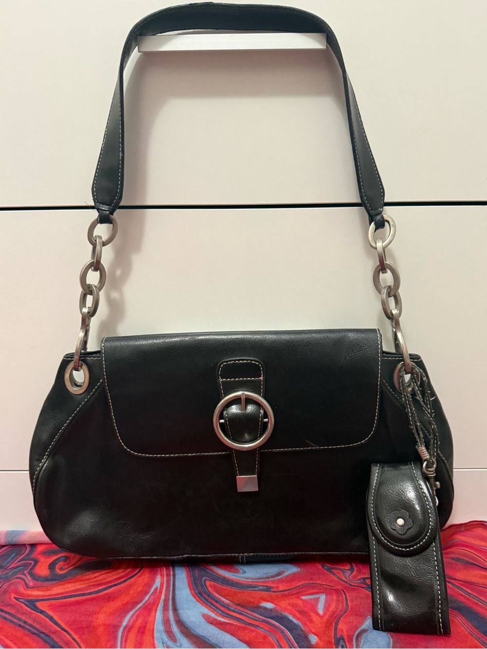 Vintage Y2K Chunky Buckle Ring Link Shoulder Bag & Coin Pouch 🖤⛓️